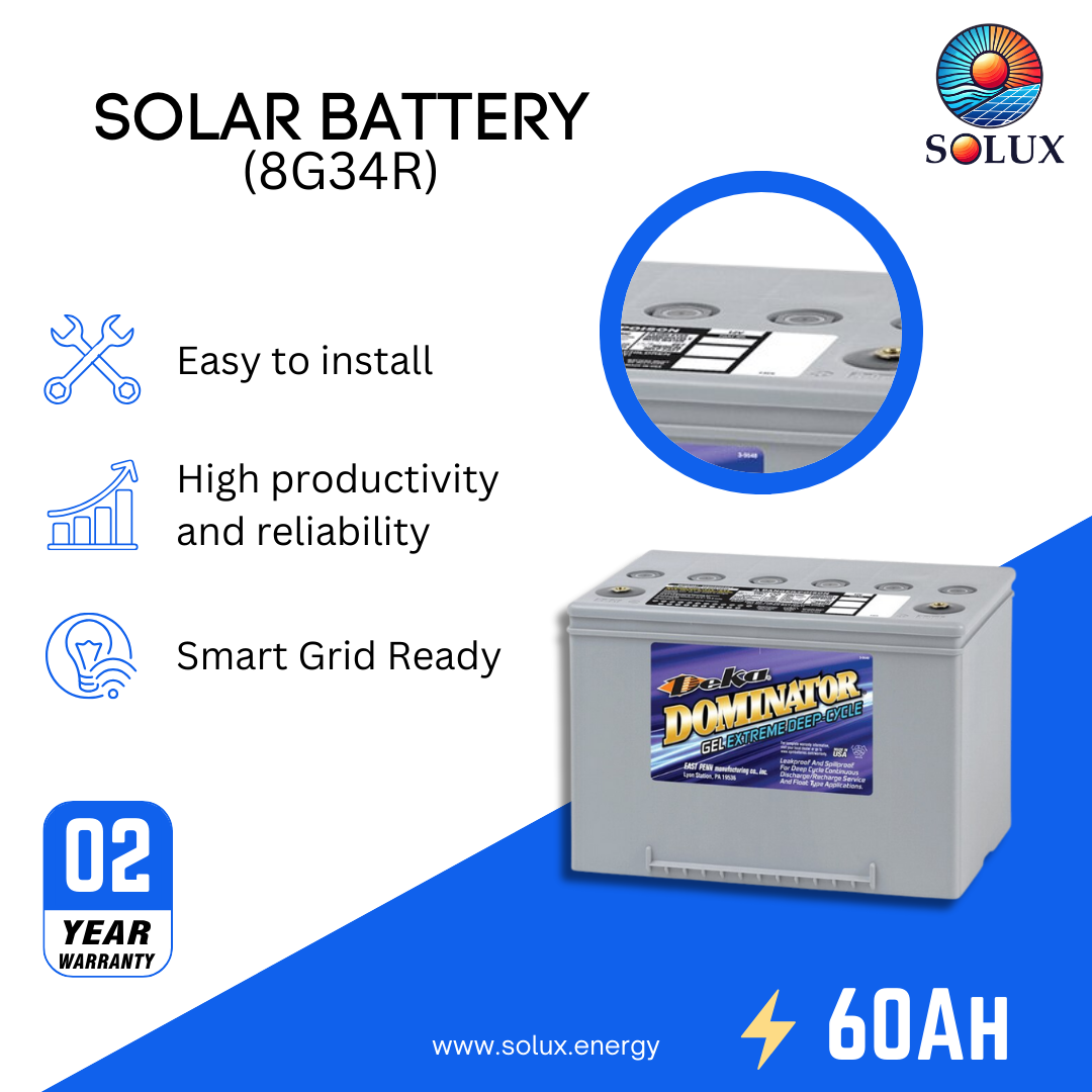 This is an image of MK Deka 8G34R 60Ah 12V Deep Cycle Sealed GEL Battery